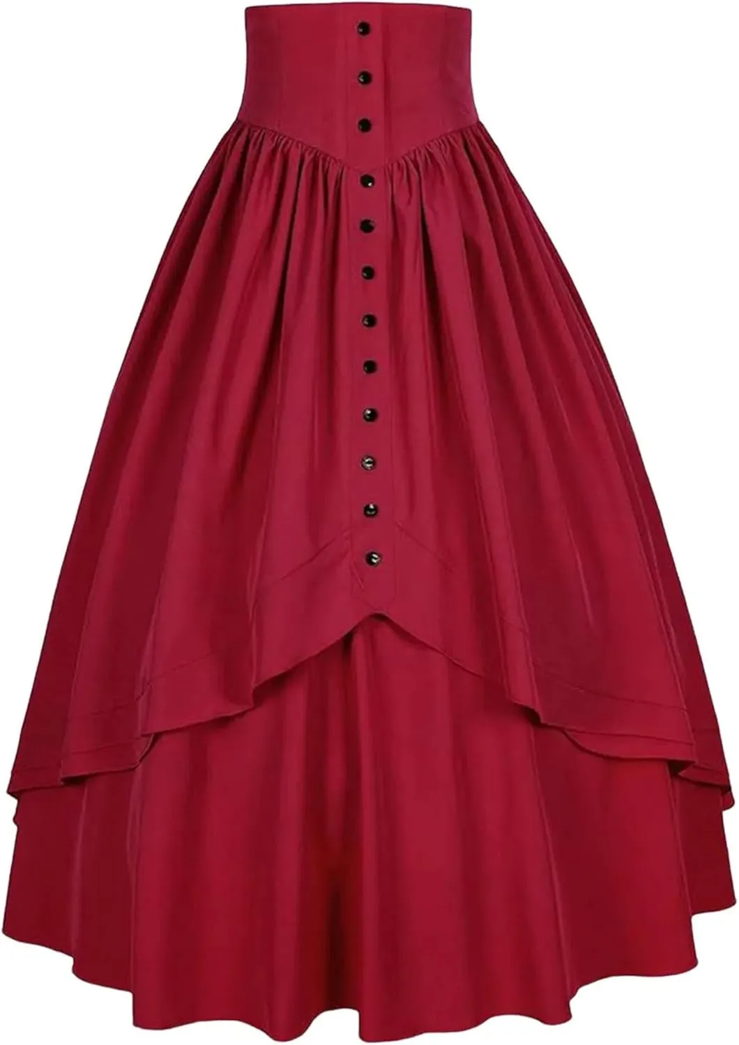 Women's Tummy Control High Waisted Maxi Skirt Gothic Vintage Tiered Ruffled A Line Swing Skirts for Party Prom