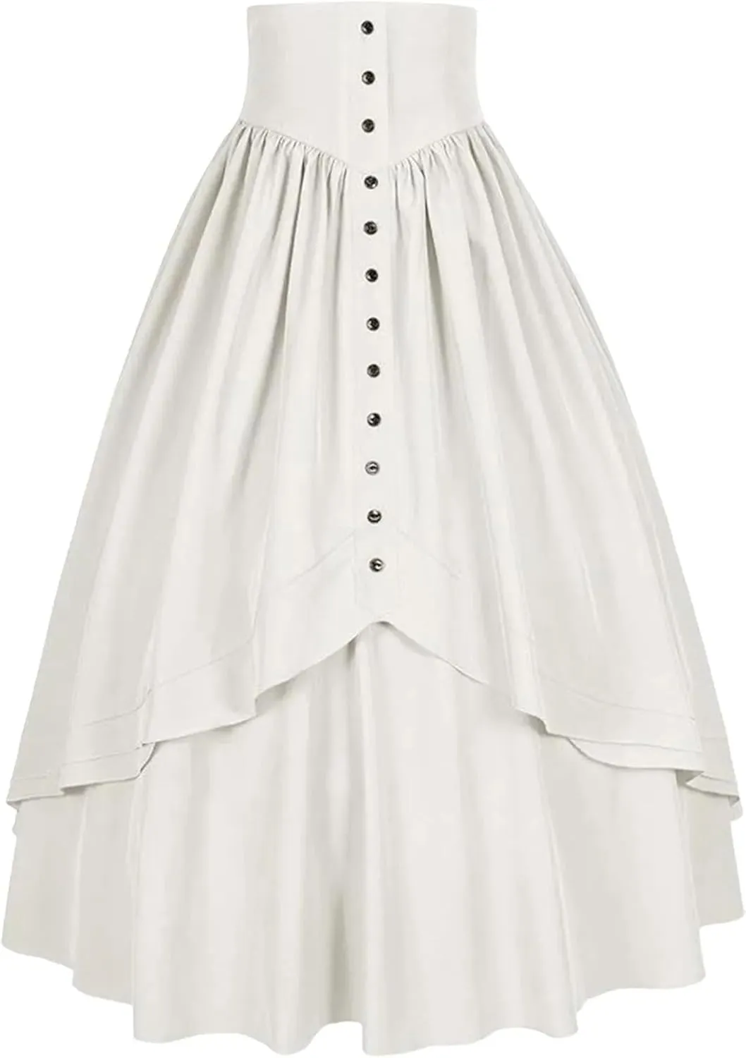 Women's Tummy Control High Waisted Maxi Skirt Gothic Vintage Tiered Ruffled A Line Swing Skirts for Party Prom