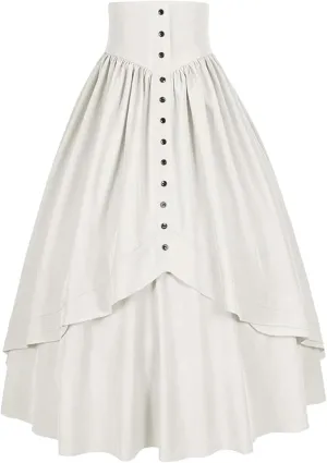 Women's Tummy Control High Waisted Maxi Skirt Gothic Vintage Tiered Ruffled A Line Swing Skirts for Party Prom