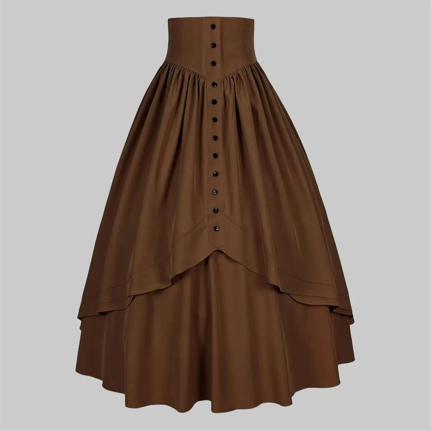 Women's Tummy Control High Waisted Maxi Skirt Gothic Vintage Tiered Ruffled A Line Swing Skirts for Party Prom