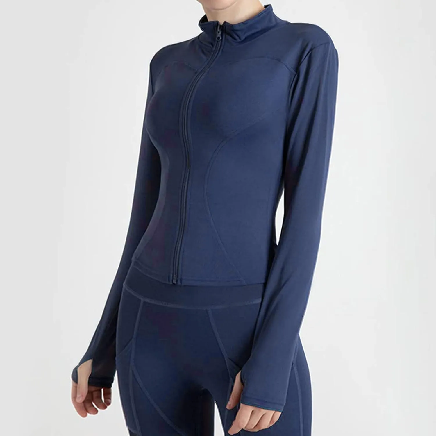 Women's Yoga Activewear Zipper Front Sports Tops Long Sleeve Sports Cropped Tops Women Jacket