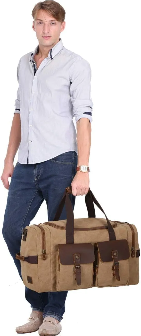 WOWBOX Duffel Bag Travel Weekender Duffle Bag Luggage Bags for Men Women Overnight Carry on Bag Gym Bag with Shoes Compartment Brown