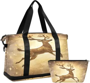 xigua Gym Bag Deer Travel Duffel Bag - Sports Gym Bag with Dry Wet Pocket Cosmetic bag & Shoes Compartment for Women and Men