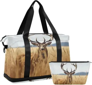 xigua Gym Bag Deer Travel Duffel Bag - Sports Gym Bag with Dry Wet Pocket Cosmetic bag & Shoes Compartment for Women and Men