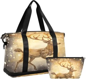 xigua Gym Bag Deer Travel Duffel Bag - Sports Gym Bag with Dry Wet Pocket Cosmetic bag & Shoes Compartment for Women and Men