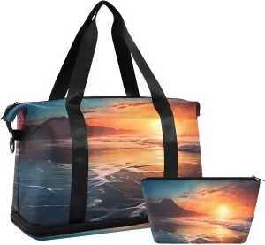 xigua Gym Bag Sunset Travel Duffel Bag - Sports Gym Bag with Dry Wet Pocket Cosmetic bag & Shoes Compartment for Women and Men