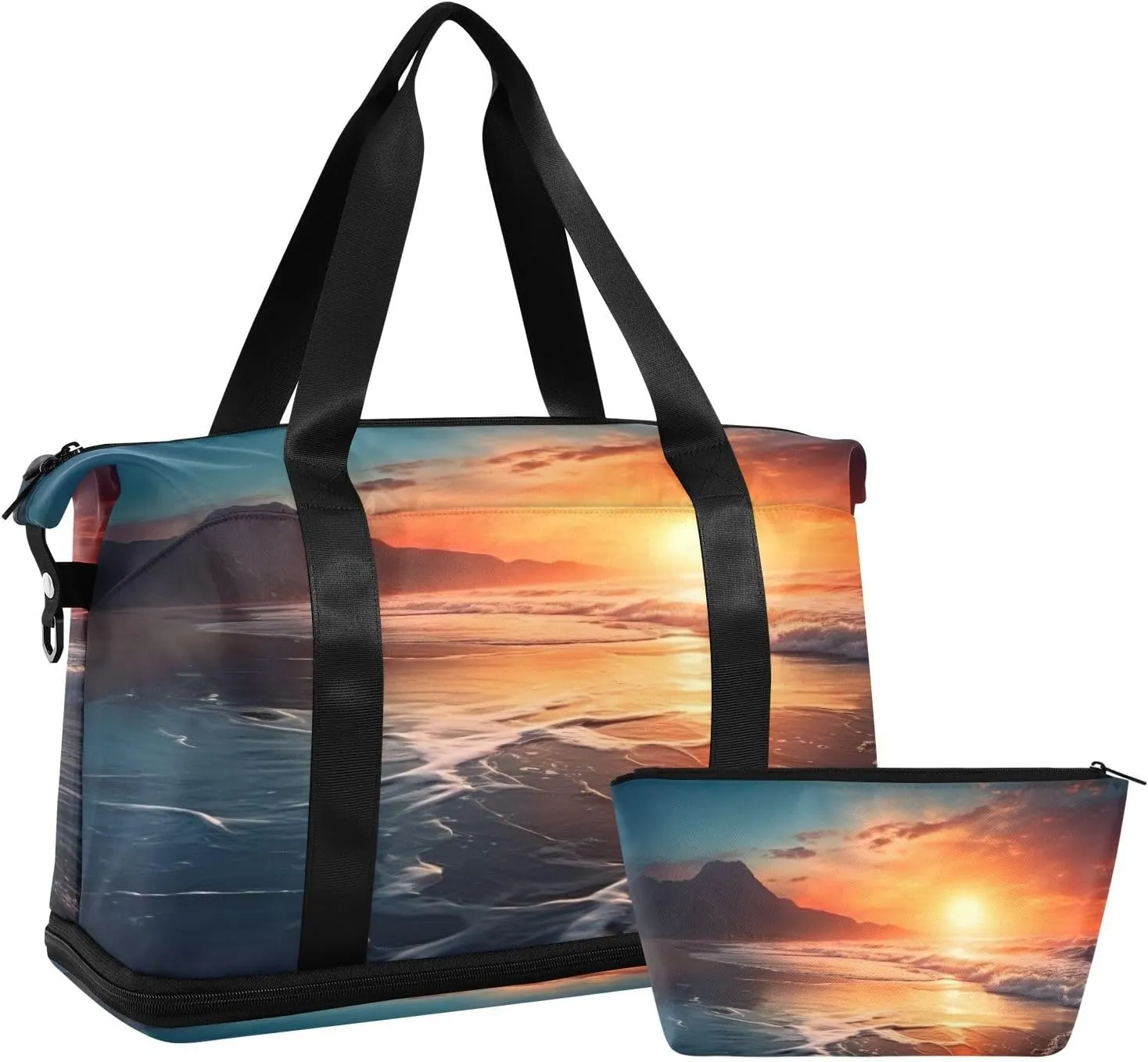 xigua Gym Bag Sunset Travel Duffel Bag - Sports Gym Bag with Dry Wet Pocket Cosmetic bag & Shoes Compartment for Women and Men
