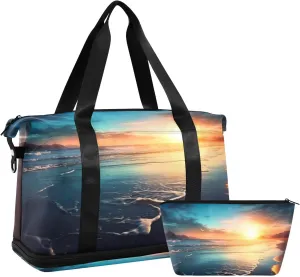 xigua Gym Bag Sunset Travel Duffel Bag - Sports Gym Bag with Dry Wet Pocket Cosmetic bag & Shoes Compartment for Women and Men