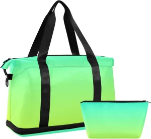 Yellow Turquoise Weekender Bags for Women Travel Duffel Bags with Shoe Compartment Overnight Bag Carry on Sports Duffel Bag with Toiletry Bag for Travel/Business/Gift Yellow Turquoise 01
