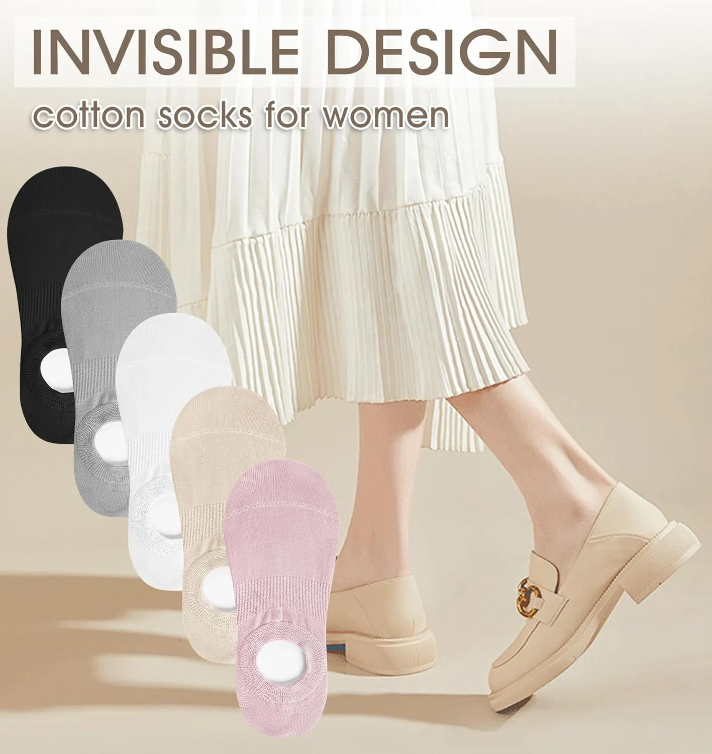 YSense Womens No Show Socks Low Cut Cushioned Cotton Non Slip Invisible Boat Socks 6 Pairs