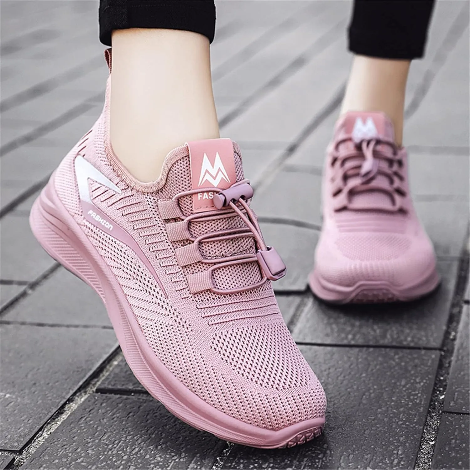 ZSpzx Running Shoes for Women Lightweight Air Cushioned Tennis Sneakers Non Slip Breathable Mesh Gym Workout Sneakers Ladies Walking Plantar Fasciitis Slip On Shoes for Gym Travel Daily Wear