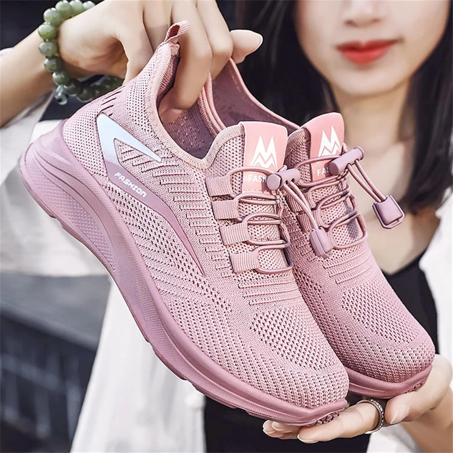 ZSpzx Running Shoes for Women Lightweight Air Cushioned Tennis Sneakers Non Slip Breathable Mesh Gym Workout Sneakers Ladies Walking Plantar Fasciitis Slip On Shoes for Gym Travel Daily Wear